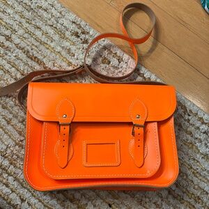 NWOT The Cambridge Satchel Company Neon Orange  Satchel Bag.